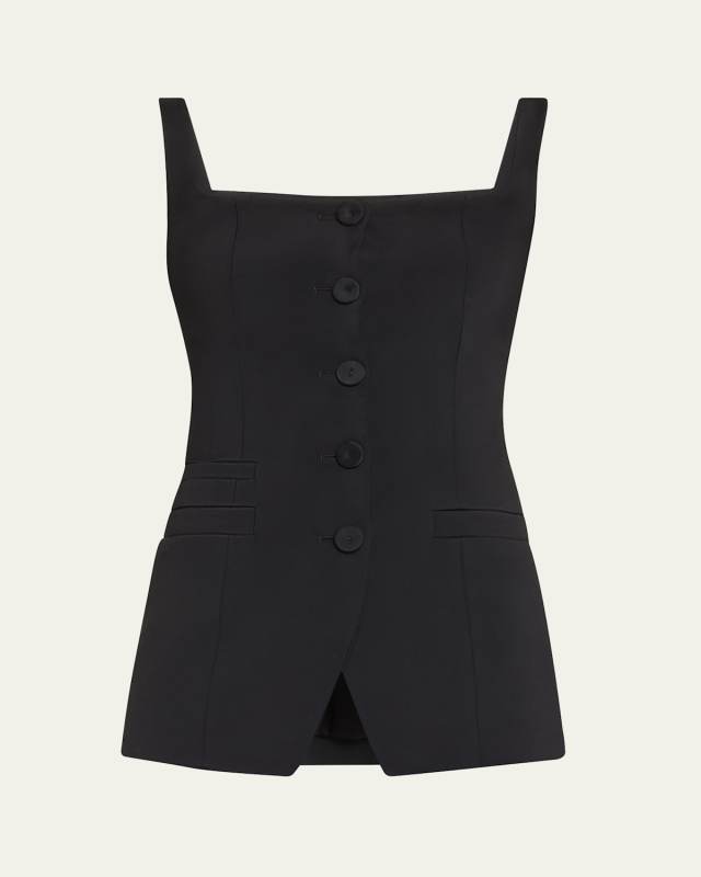 Square-Neck Buttoned Top
